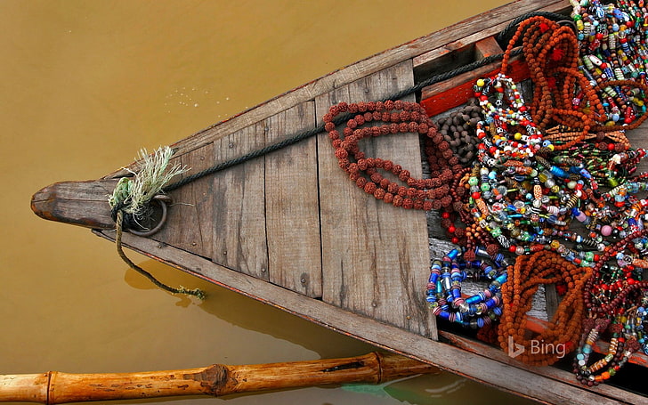 India A boat in the Ganges River at Varanasi-2016 .., no people, HD wallpaper