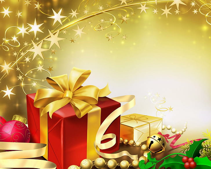 new year, christmas, gift, box, spangles