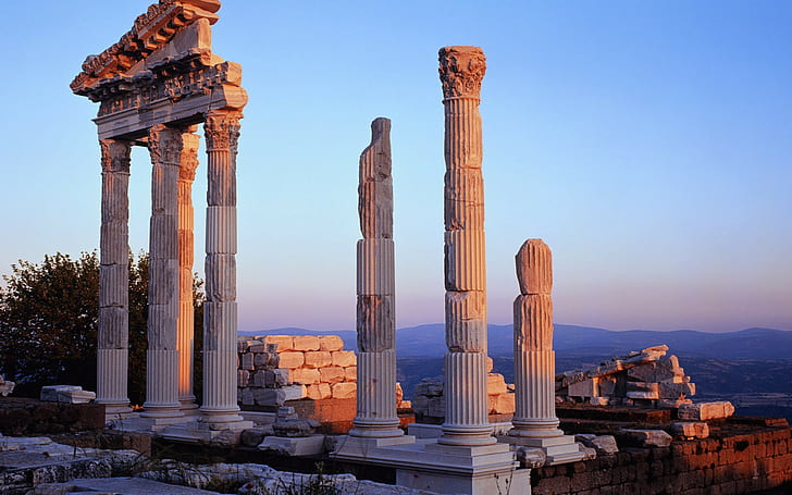 nature, ruin, temple, sunlight, ancient greece