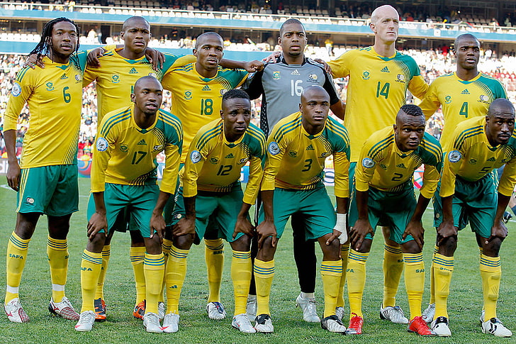 africa, futbol, sudafrica, sport, yellow, soccer, group of people, HD wallpaper