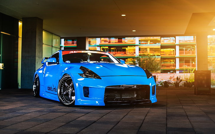 blue sports card, Nissan, Nissan 370Z, vehicle, blue cars, mode of transportation, HD wallpaper