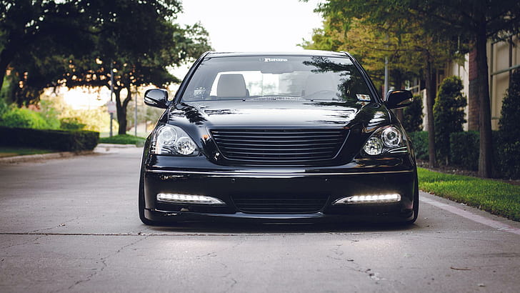 lexus, vip, black, front bumper, black car, HD wallpaper
