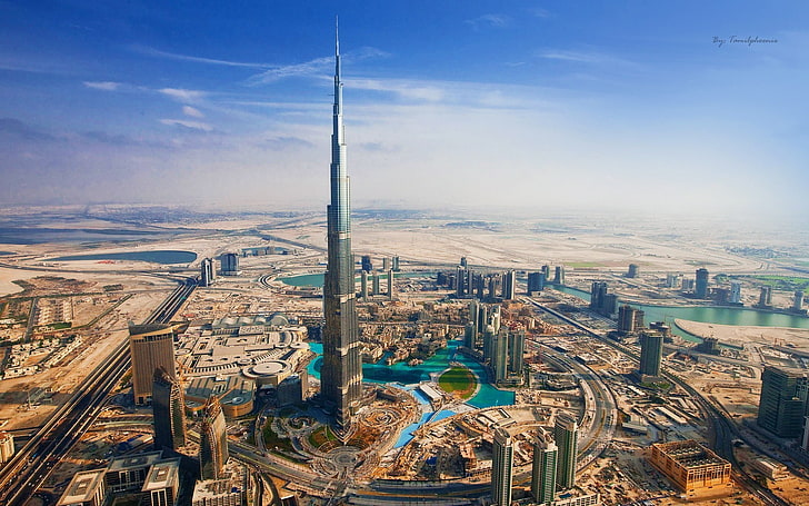 gray high-rise building, Dubai, architecture, built structure, HD wallpaper