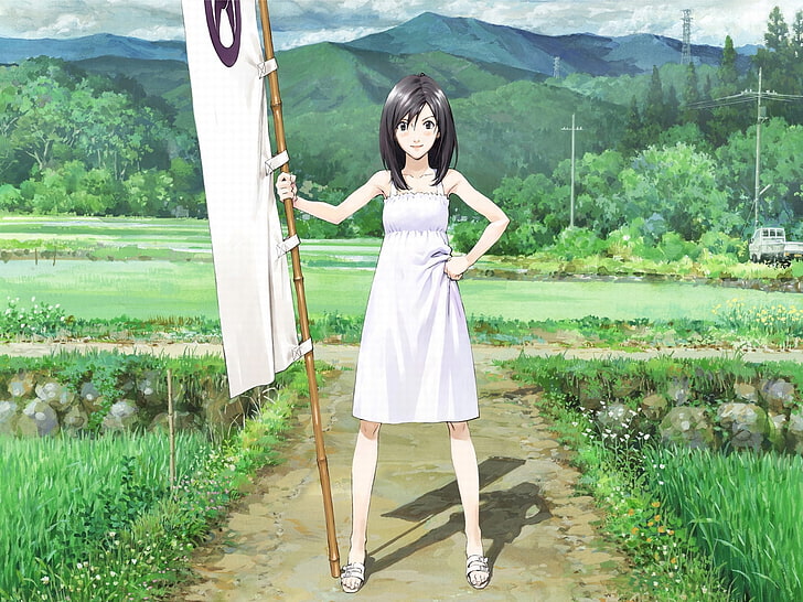 black-haired female anime character illustration, summer wars
