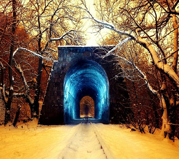 snow, tunnel
