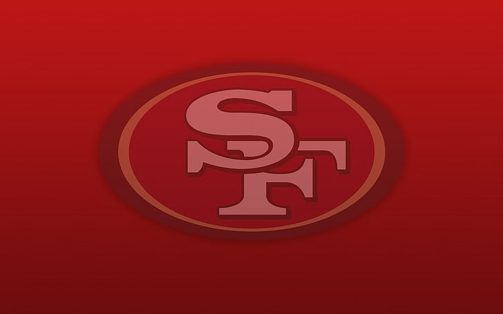 san francisco 49ers, red, red background, communication, shape, HD wallpaper