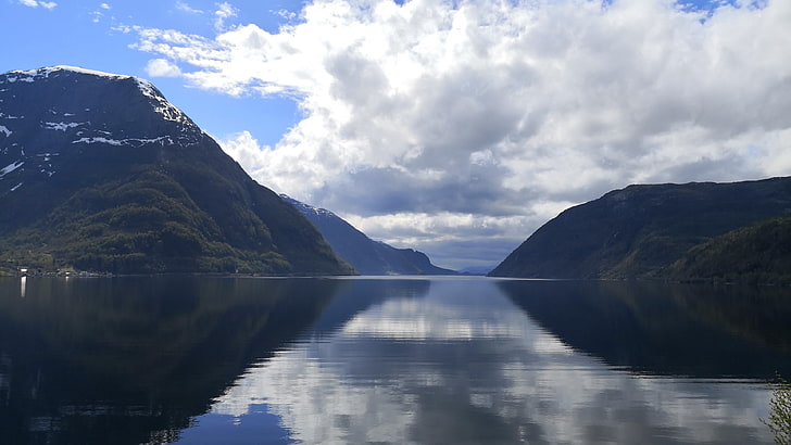 norway, fjord, kvinnherad, hordaland, landscape, cloud, sky