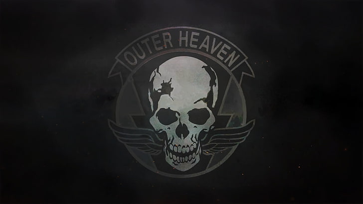 Outer Heaven logo, Metal Gear Solid , bone, human skeleton, black background