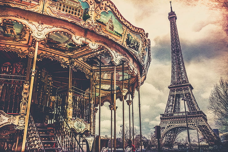 HD wallpaper: Eiffel Tower, Paris, carousel, architecture, built structure  | Wallpaper Flare