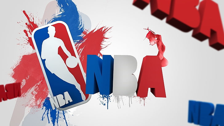 NBA logo, national basketball association, flag, red, symbol