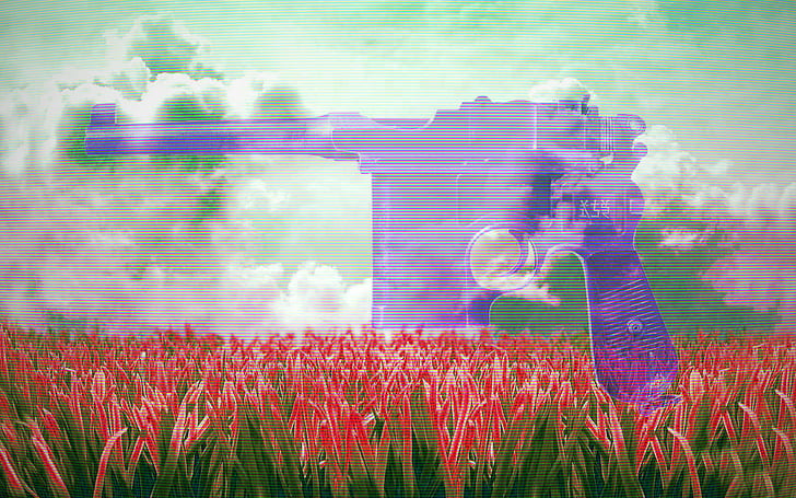 vaporwave, Mauser C96, HD wallpaper