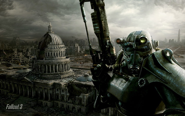 Fallout 3 digital wallpaper, video games, dome, architecture