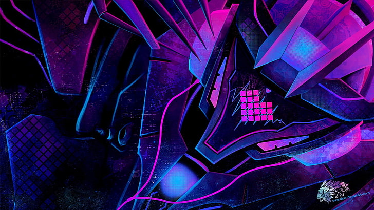 robot poster, Transformers, artwork, sound wave, no people, purple