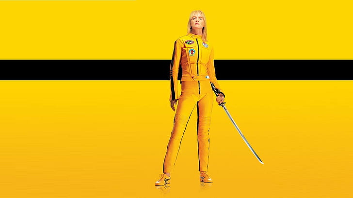 movies kill bill uma thurman, yellow, full length, standing