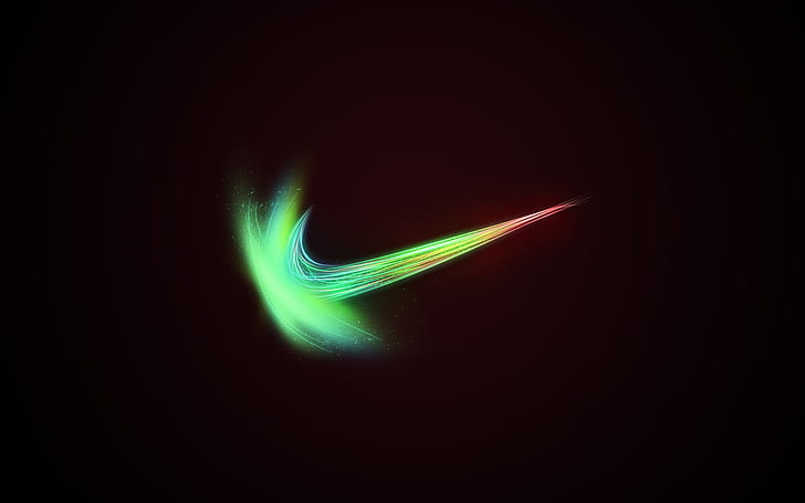 Logos, Nike, Famous Sports Brand, Dark Background, Sparks, Colorful