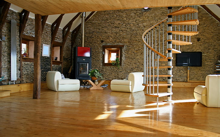 wooden surface, stairs, interior design