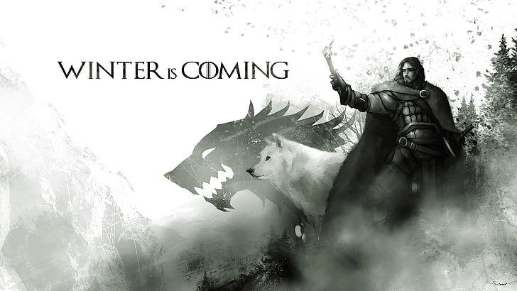 Jon Snow wallpaper, Game of Thrones, artwork, communication, domestic animals