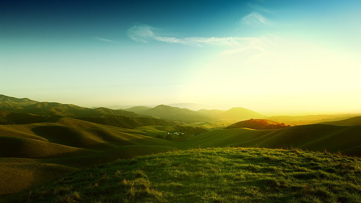overlooking view of mountains, landscape, California, sunlight, HD wallpaper