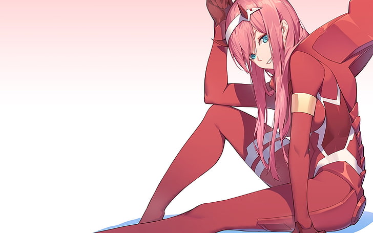pink haired female anime character digital wallpaper, darling in the franxx, HD wallpaper
