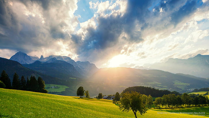 Sunset Over Hoechkonig, Berchtesgaden Alps, Austria, Mountains, HD wallpaper