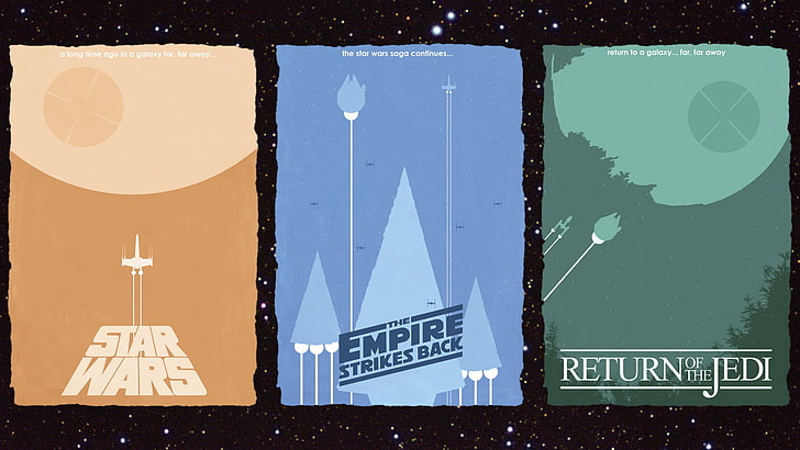 three Star Wars wallpapers, movies, Film posters, western script, HD wallpaper