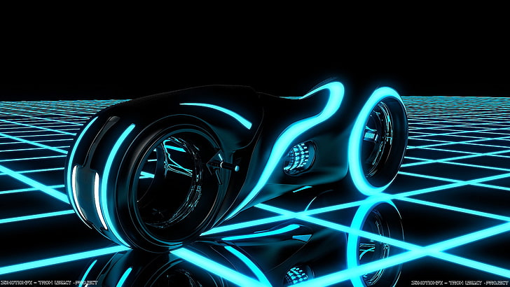 black electric skateboard, Tron: Legacy, design, illuminated, HD wallpaper