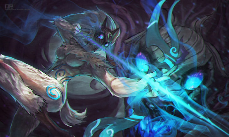 League of Legends, Kindred, Nocturne, underwater, animal themes