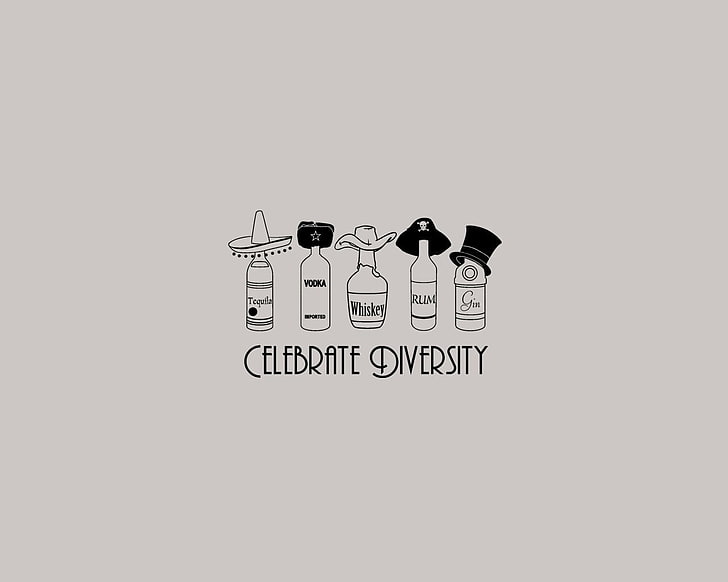 bottles illustration with text overlay, quote, alcohol, humor, HD wallpaper