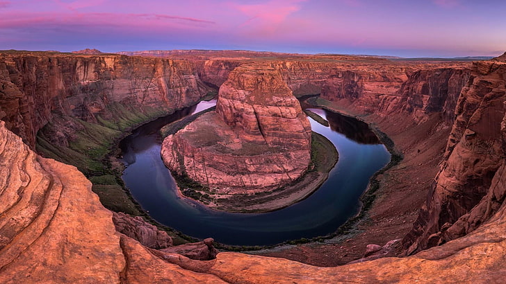horseshoe bend, panorama, river, colorado river, usa, united states, HD wallpaper