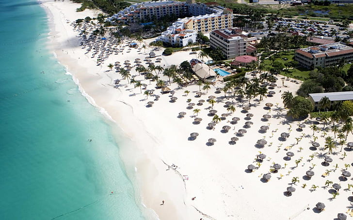 Eagle Beach In Aruba Caribbean Sea South America View From The Air wallpaper Hd 1920×1200, HD wallpaper