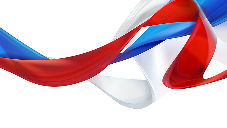 red, blue, and white wave abstract wallpaper, flag, russia, symbols, HD wallpaper