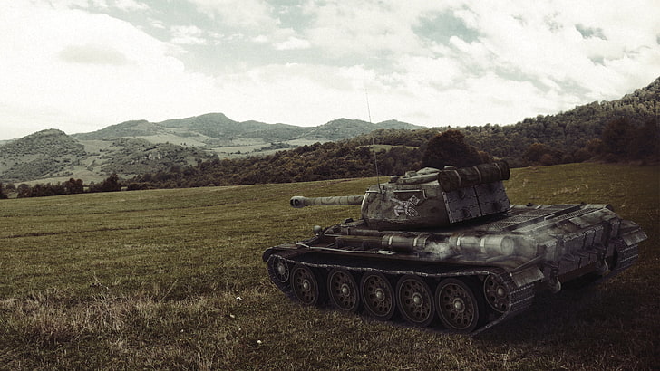 grey military tank, field, hills, USSR, tanks, WoT, World of Tanks HD wallpaper