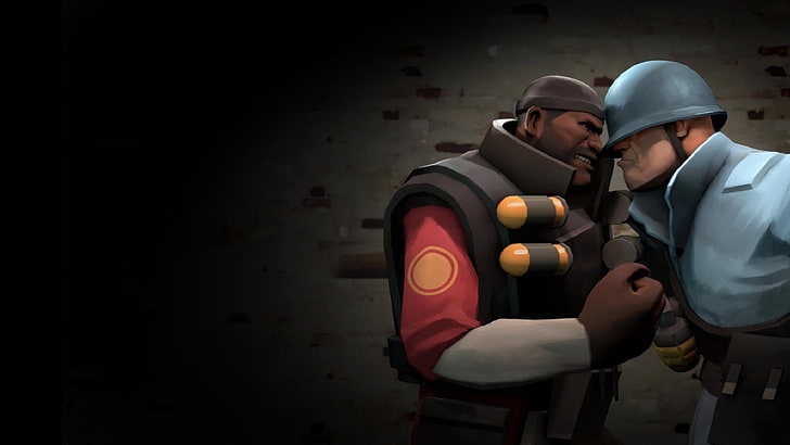 two man character digital wallpaper, Team Fortress 2, soldier
