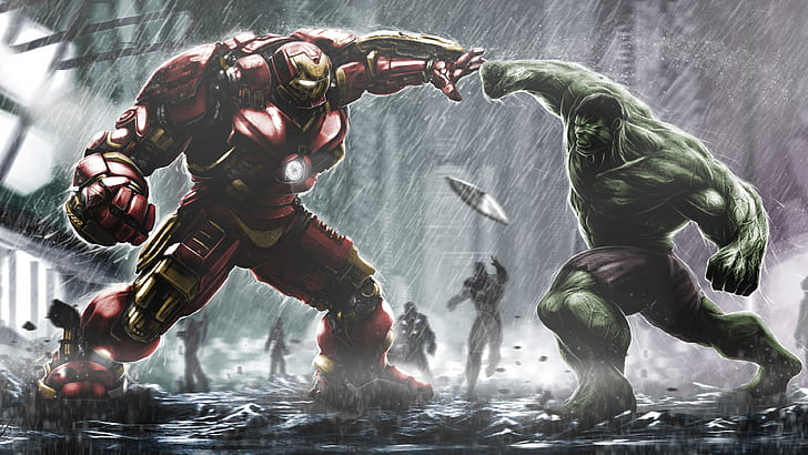 Hd Wallpaper Hulkbuster Ironman Vs Hulk Wallpaper Flare