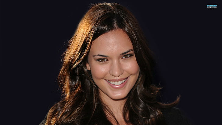 Odette Annable, face, simple background, women, smiling
