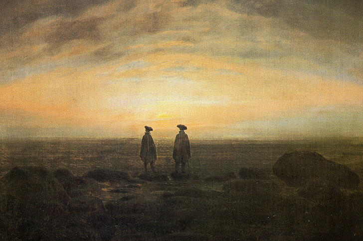 picture, genre, Caspar David Friedrich, Two Men on the seafront, HD wallpaper