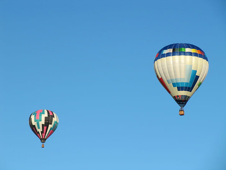 two Hot Air balloons photo during daytime, flying, adventure, HD wallpaper