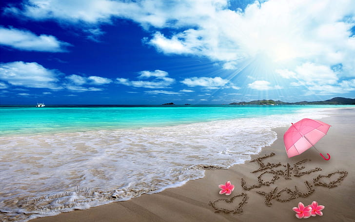 HD wallpaper: Sea Beach, Sky And White Cloud Child Color Lotus Heart Love  Message Summer Love Wallpaper Hd | Wallpaper Flare