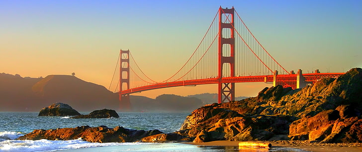 Golden Gate Bridge, San Francisco, USA, water, bridge - man made structure, HD wallpaper
