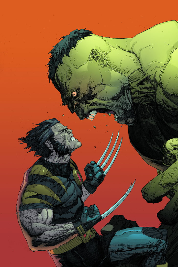 Marvel Wolverine and Hulk, comics, Marvel Comics, art and craft