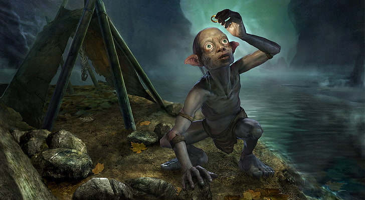 Smeagol, Lord of the Rings Gollum illustration, Artistic, Fantasy