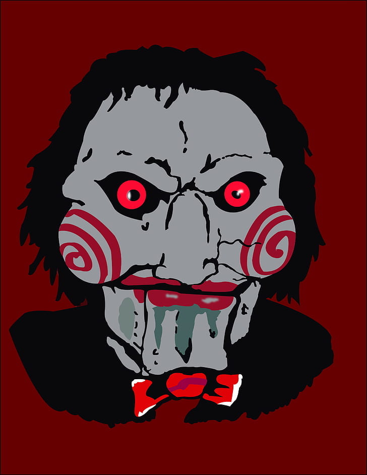 Billy the Puppet, Saw, red, bow-tie