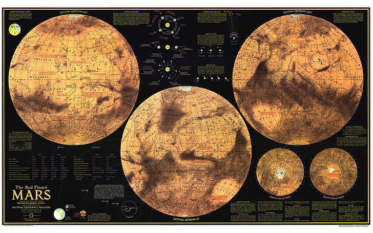 brown world maps illustration, Mars, hemisphere, science, backgrounds, HD wallpaper