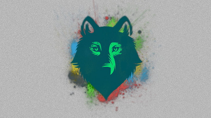 green wolf head vector art, face, drawing, spot, animal, halloween