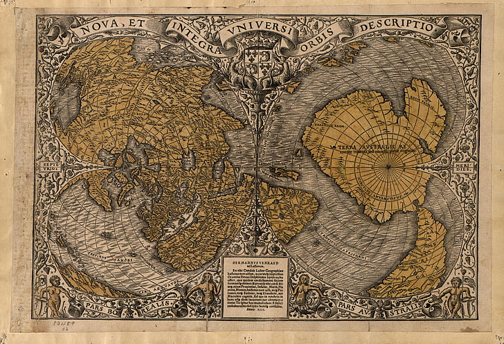 world map, old map, history, antique, engraved Image, old-fashioned, HD wallpaper