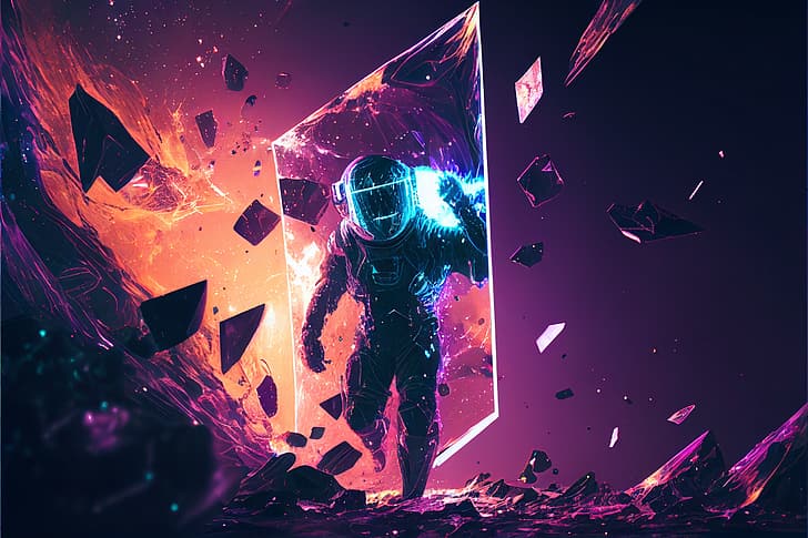 AI art, astronaut, spacesuit, science fiction, abstract, Midjourney, HD wallpaper