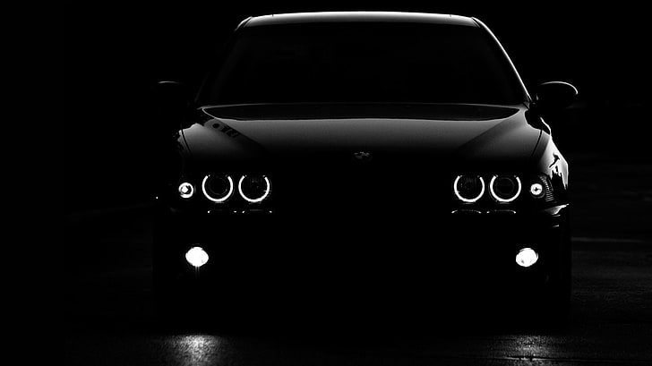 black and white bmw night white cars grayscale glow vehicles 1366x768  Cars BMW HD Art, HD wallpaper