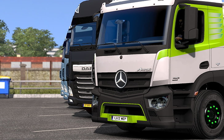 trucks, Mercedes-Benz, Euro Truck Simulator 2, transportation, HD wallpaper