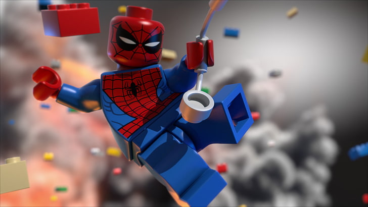 lego, spiderman, cartoons, focus on foreground, toy, close-up, HD wallpaper