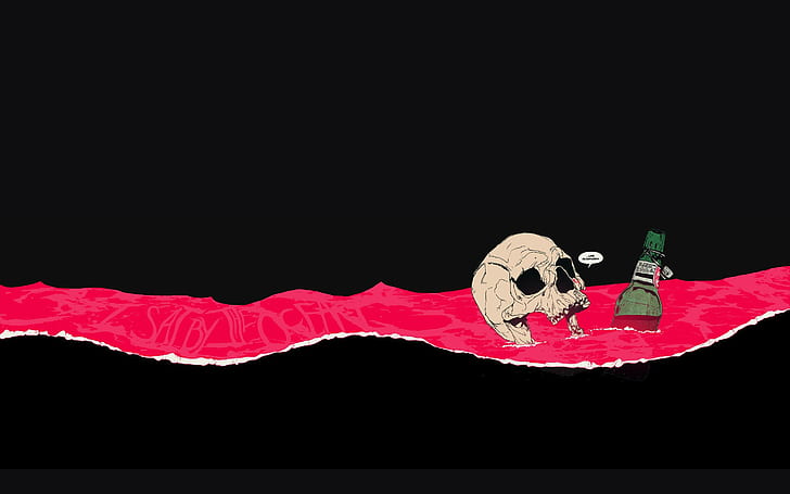 Queens of the Stone Age - Like Clockwork, skull and bottle illustration, HD wallpaper